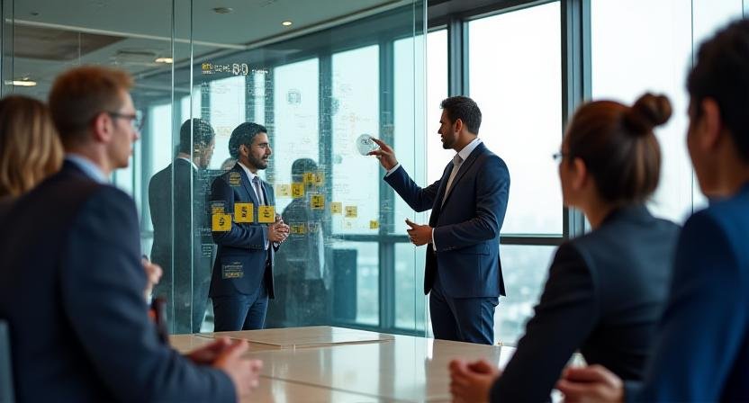 Business leader facilitating a culturally diverse team