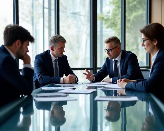 Executive business team in high-level strategy meeting